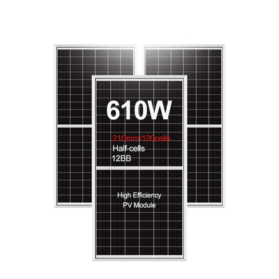 인증서와 210mmx210mm 셀 크기로 사용자 정의 가능한 태양 전지 패널 580W 590W 600W 610W