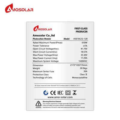 인증서와 210mmx210mm 셀 크기로 사용자 정의 가능한 태양 전지 패널 580W 590W 600W 610W