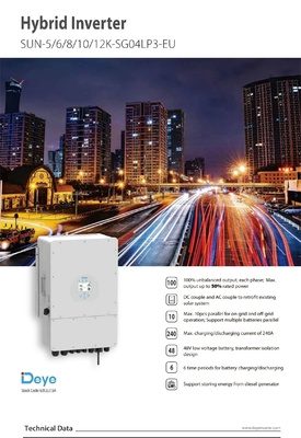 스톡 데이 단일 단계 하이브리드 태양광 인버터 3kw 12kw 8000watt 99.90% 인버터 효율성