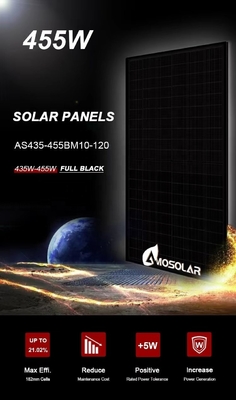 아모솔라 440W 450W 460W 1000W 단 결정 태양 전지 패널 IP68 등급 연결 상자