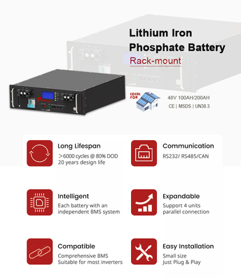 전기 에너지 10 Wh 6000 깊은 사이클 12V 24V 48V 51.2V 10kwh Lifepo4 배터리 팩