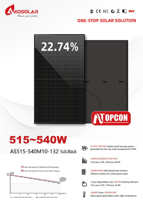 A등급 태양 전지 패널 182mm 모노 태양 전지 PV 모듈 가정용 전기 N-TYPE 515W 540W