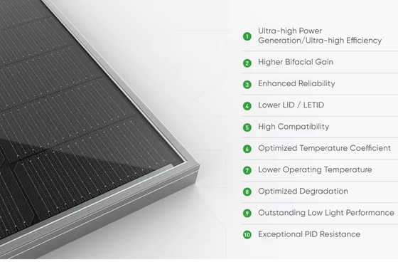 TOPCON N형 모노 반 더블 글래스 500w 양면 태양 전지 패널 500w 전력 출력