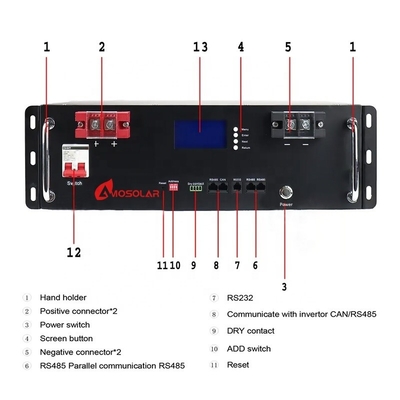 48V 100Ah 4.8KWh LFP 리?? 재충전 배터리 랙