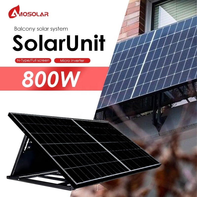 MPPT 컨트롤러 Amosolar 1000W 600W 800W SolarUnit for Home On Grid Balcony 태양광 PV 시스템 키트